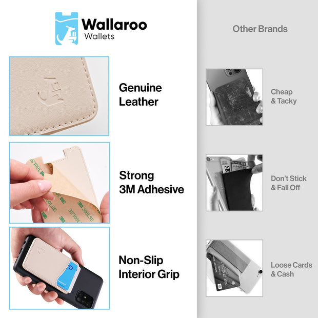 Stick On Wallet - Beige - Wallaroo Wallets