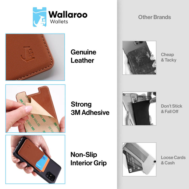 Stick On Wallet - Brown - Wallaroo Wallets