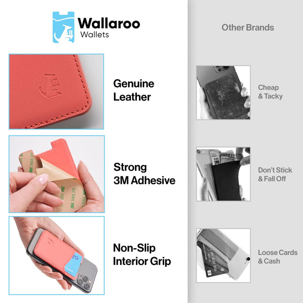 Stick On Wallet - Coral - Wallaroo Wallets