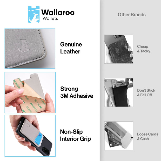 Stick On Wallet - Light Grey - Wallaroo Wallets